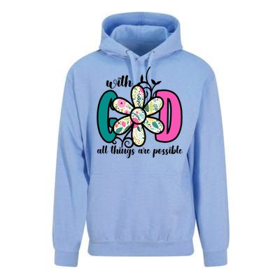 With God All Things Are Possible Floral Faith Unisex Surf Hoodie