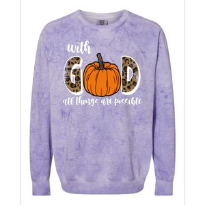 With God All Things Are Possible Fall Pumpkin Colorblast Crewneck Sweatshirt