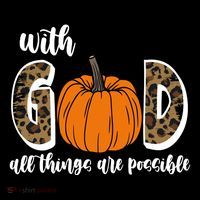 With God All Things Are Possible Fall Pumpkin Stripe Pom Pom Beanie