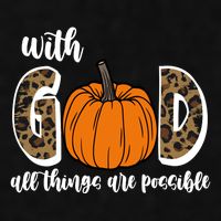 With God All Things Are Possible Fall Pumpkin Ladies PosiCharge Tri-Blend Wicking Tank