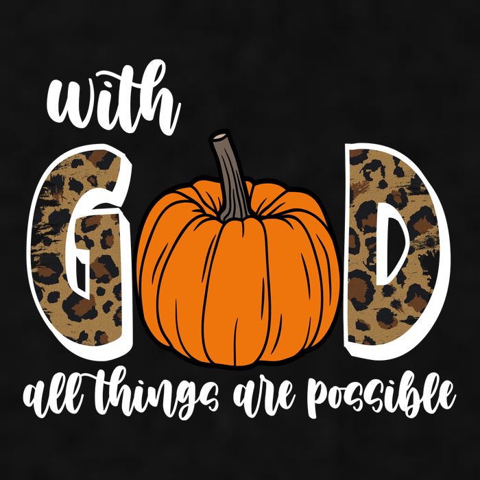 With God All Things Are Possible Fall Pumpkin Ladies PosiCharge Tri-Blend Wicking Tank