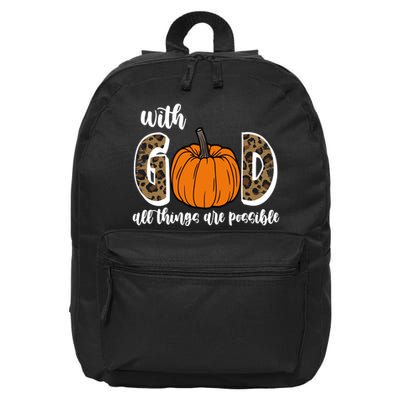 With God All Things Are Possible Fall Pumpkin 16 in Basic Backpack