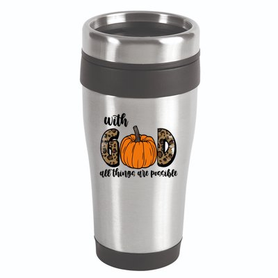 With God All Things Are Possible Fall Pumpkin 16oz Travel Tumbler