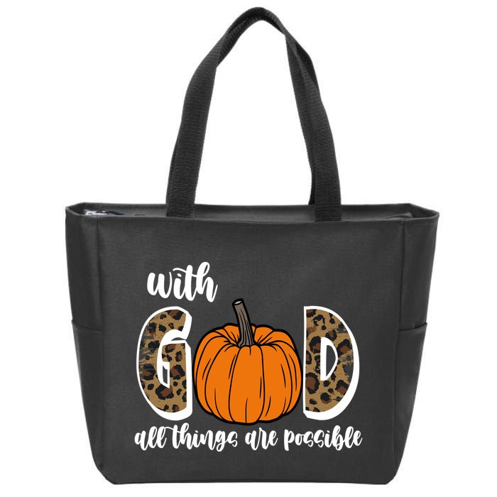 With God All Things Are Possible Fall Pumpkin Zip Tote Bag