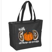 With God All Things Are Possible Fall Pumpkin Zip Tote Bag