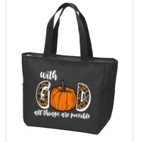 With God All Things Are Possible Fall Pumpkin Zip Tote Bag