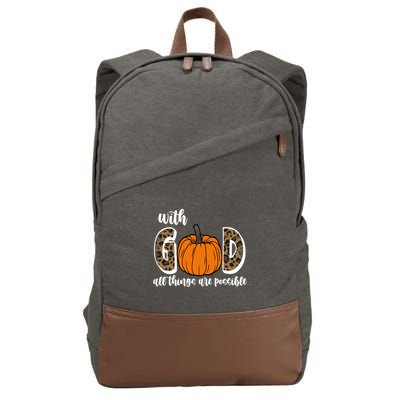 With God All Things Are Possible Fall Pumpkin Cotton Canvas Backpack