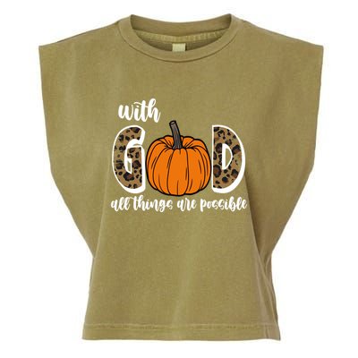 With God All Things Are Possible Fall Pumpkin Garment-Dyed Women's Muscle Tee