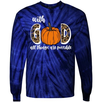 With God All Things Are Possible Fall Pumpkin Tie-Dye Long Sleeve Shirt