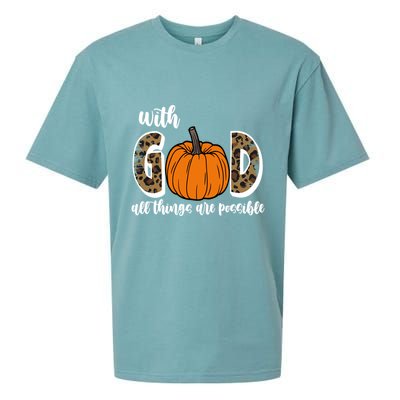 With God All Things Are Possible Fall Pumpkin Sueded Cloud Jersey T-Shirt