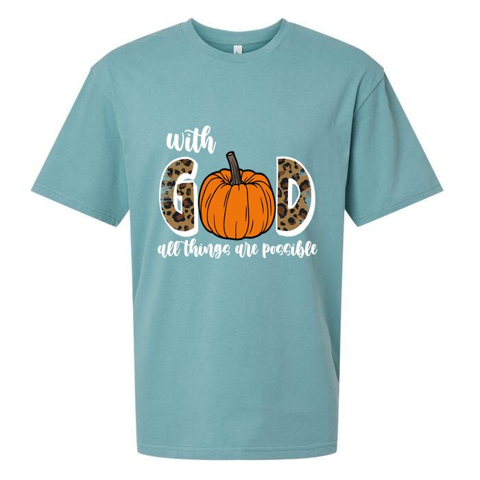 With God All Things Are Possible Fall Pumpkin Sueded Cloud Jersey T-Shirt