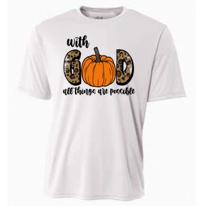 With God All Things Are Possible Fall Pumpkin Cooling Performance Crew T-Shirt