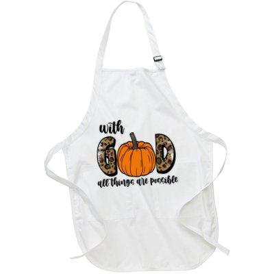 With God All Things Are Possible Fall Pumpkin Full-Length Apron With Pockets