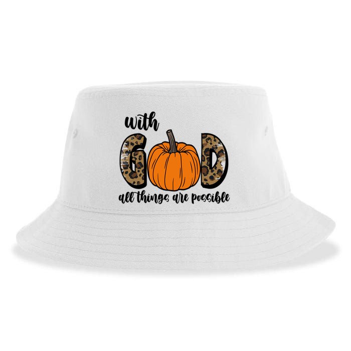 With God All Things Are Possible Fall Pumpkin Sustainable Bucket Hat