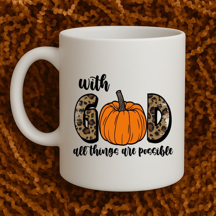 With God All Things Are Possible Fall Pumpkin Mug