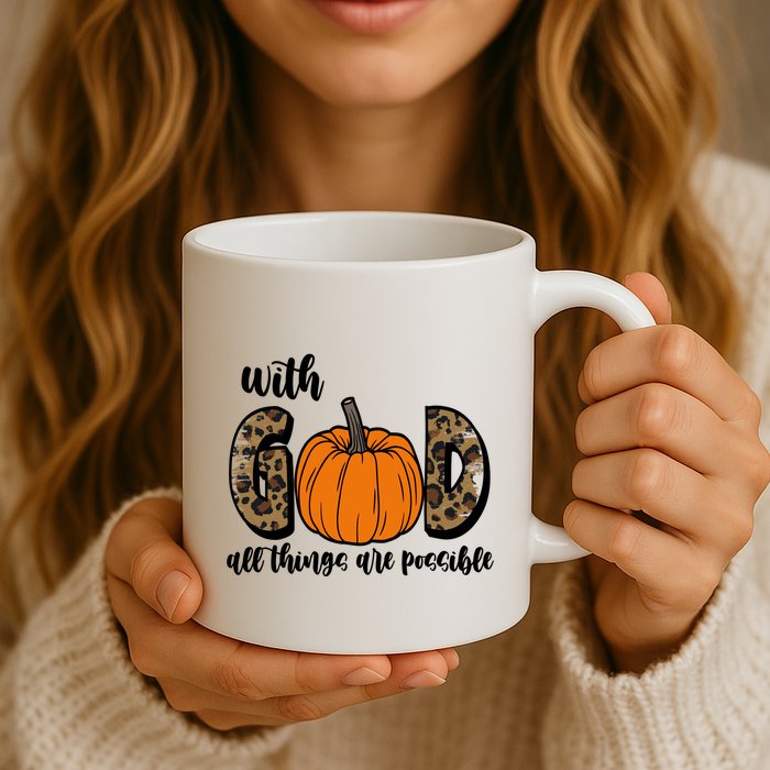 With God All Things Are Possible Fall Pumpkin Mug
