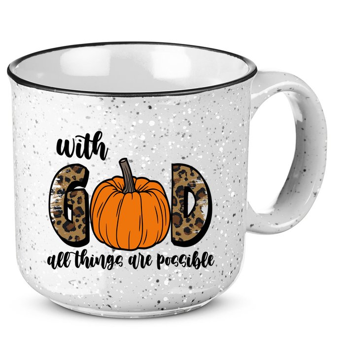 With God All Things Are Possible Fall Pumpkin 15oz Campfire Ceramic Mug