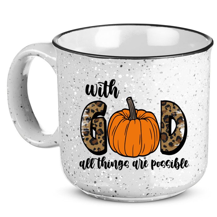 With God All Things Are Possible Fall Pumpkin 15oz Campfire Ceramic Mug
