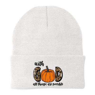 With God All Things Are Possible Fall Pumpkin Knit Cap Winter Beanie