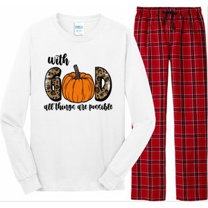 With God All Things Are Possible Fall Pumpkin Long Sleeve Pajama Set