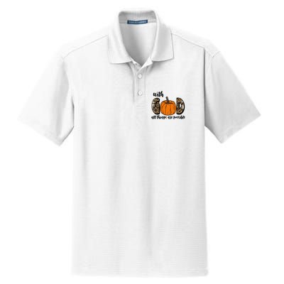 With God All Things Are Possible Fall Pumpkin Dry Zone Grid Polo