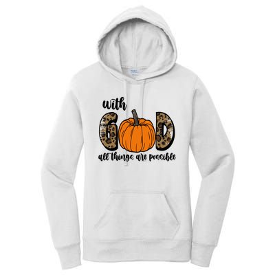 With God All Things Are Possible Fall Pumpkin Women's Pullover Hoodie