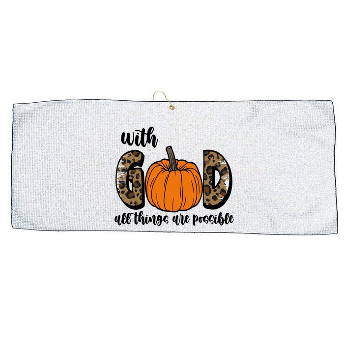 With God All Things Are Possible Fall Pumpkin Large Microfiber Waffle Golf Towel