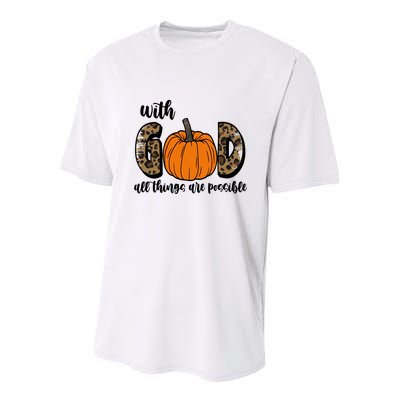 With God All Things Are Possible Fall Pumpkin Youth Performance Sprint T-Shirt