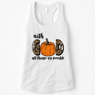 With God All Things Are Possible Fall Pumpkin Womens Tank Top