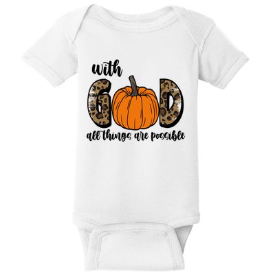 With God All Things Are Possible Fall Pumpkin Baby Bodysuit