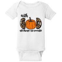 With God All Things Are Possible Fall Pumpkin Baby Bodysuit