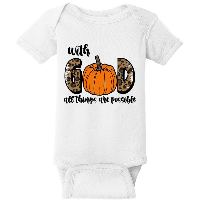 With God All Things Are Possible Fall Pumpkin Baby Bodysuit