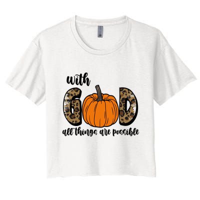 With God All Things Are Possible Fall Pumpkin Crop Top