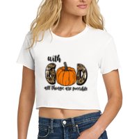 With God All Things Are Possible Fall Pumpkin Crop Top