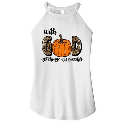 With God All Things Are Possible Fall Pumpkin Women's Perfect Tri Rocker Tank