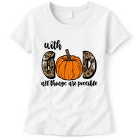 With God All Things Are Possible Fall Pumpkin Womens T-Shirt