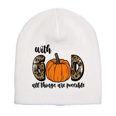 With God All Things Are Possible Fall Pumpkin Short Acrylic Beanie
