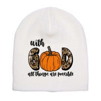 With God All Things Are Possible Fall Pumpkin Short Acrylic Beanie