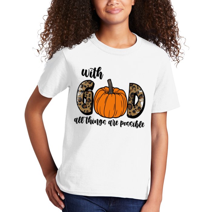 With God All Things Are Possible Fall Pumpkin Kids T-Shirt