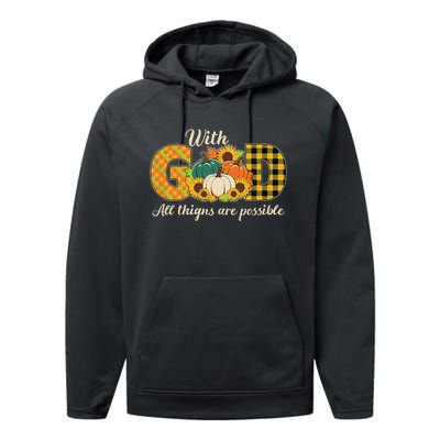 With God All Things Are Possible Christian Fall Performance Fleece Hoodie