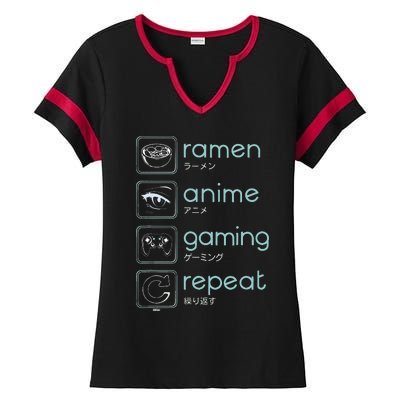 Wakeup Gaming Again Ra Anime Gaming Restart Ladies Halftime Notch Neck Tee