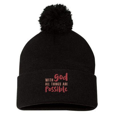 With God All Things Are Possible God Faith Jesus 1 Pom Pom 12in Knit Beanie