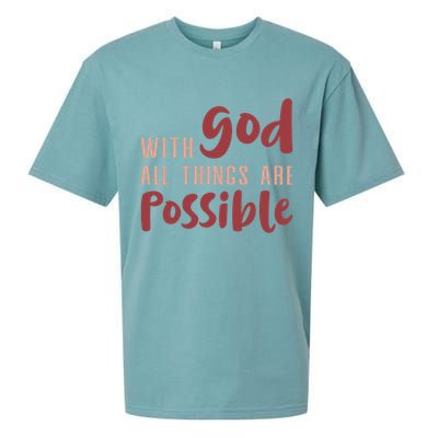 With God All Things Are Possible God Faith Jesus 1 Sueded Cloud Jersey T-Shirt