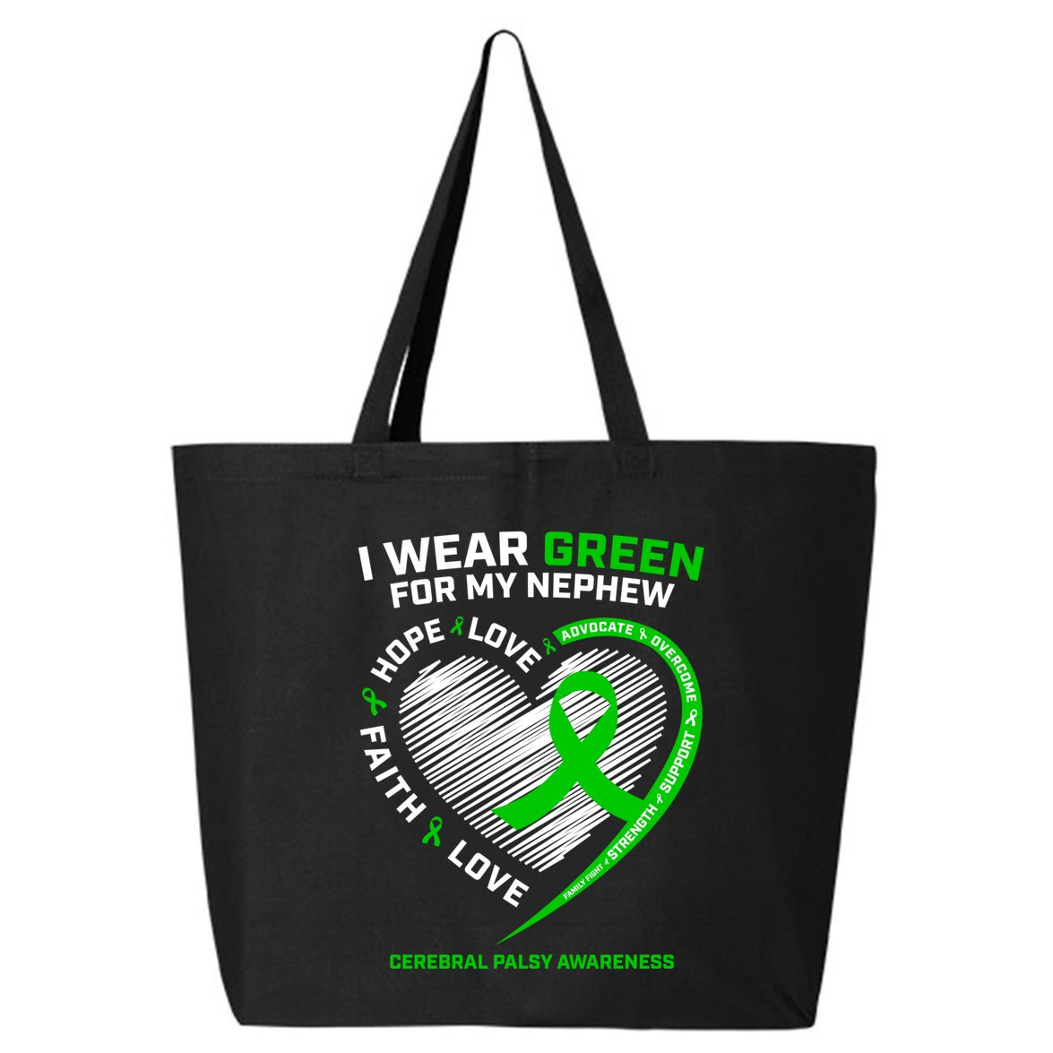 Wear Green Aunt Uncle Funny Gift Nephew Cerebral Palsy Awareness Funny Gift 25L Jumbo Tote