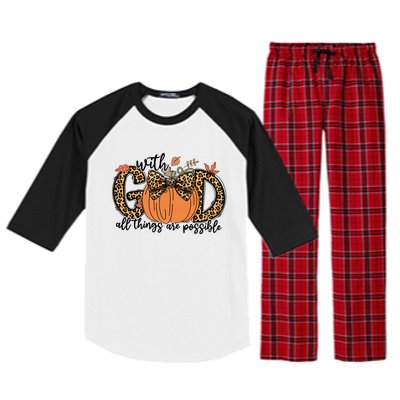 With God All Things Are Possible Christian Fall Thanksgiving Raglan Sleeve Pajama Set