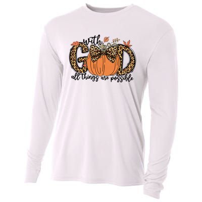 With God All Things Are Possible Christian Fall Thanksgiving Cooling Performance Long Sleeve Crew