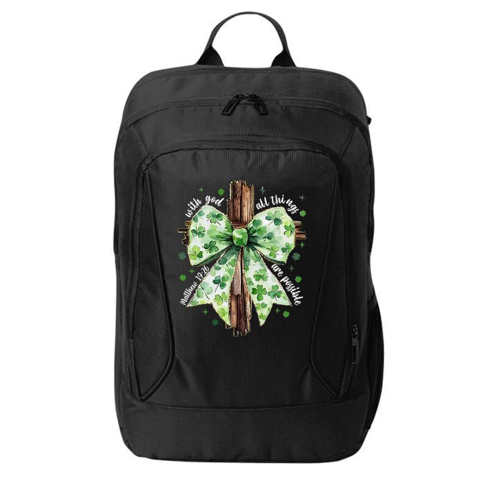 With God All Thing Are Possible St. PatrickS Coquette Bow City Backpack