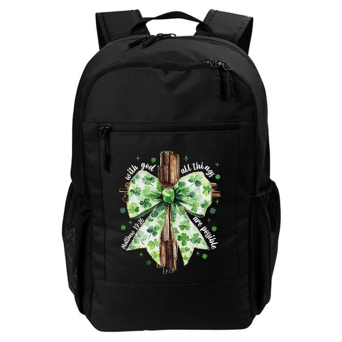 With God All Thing Are Possible St. PatrickS Coquette Bow Backpack