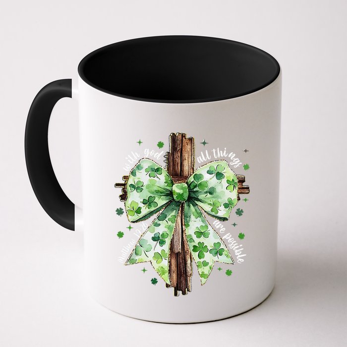 With God All Thing Are Possible St. PatrickS Coquette Bow Mug