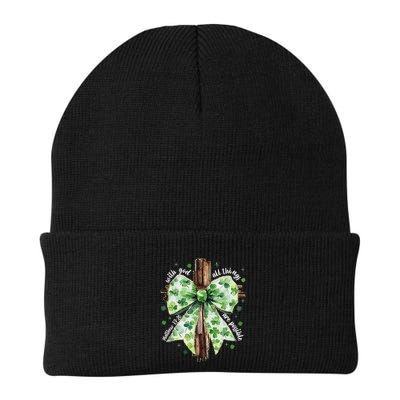 With God All Thing Are Possible St. PatrickS Coquette Bow Beanie